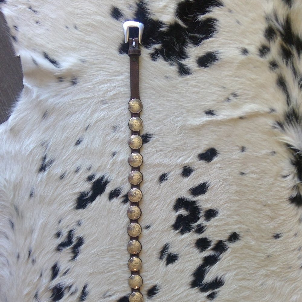 Leather western concho belt silver plated 1941 half dollars